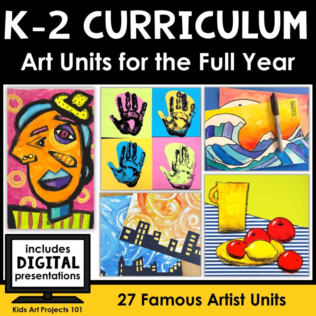 K-2 Elementary Art Curriculum with Famous Artist Units for Kindergarten, First Grade and Second Grade