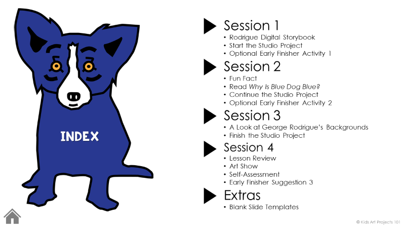 Rodrigue Art Project- Elementary Art Lessons Index